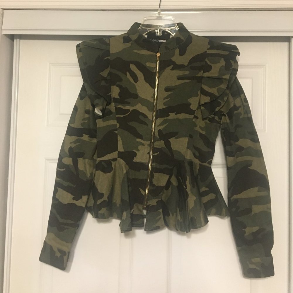Fashion Nova Camouflage Print Jacket, $20